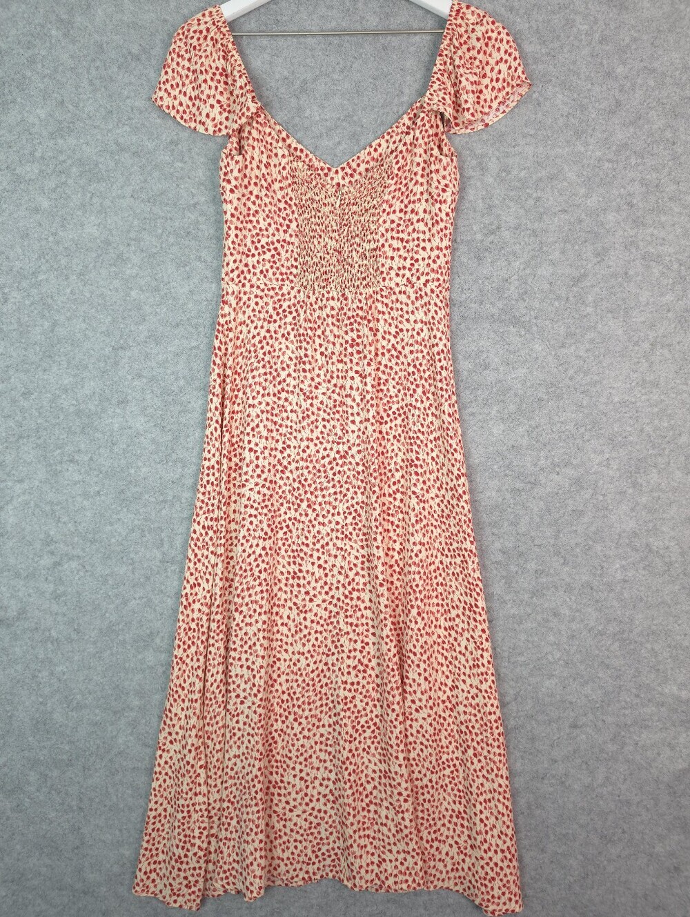 Reformation Baxley Floral Print Flutter Sleeve Midi Dress In Alma - Picture 5 of 11